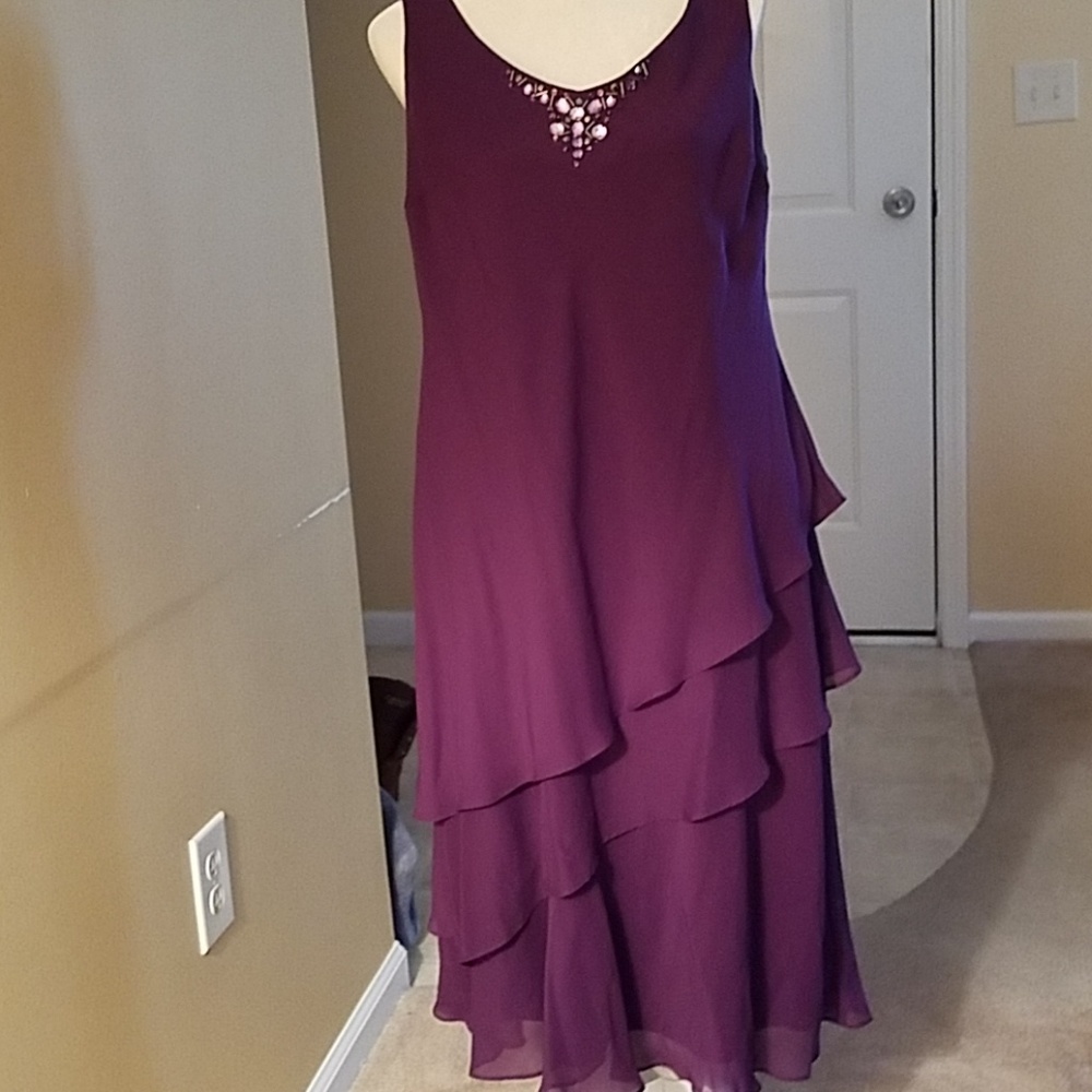 2 pc sheer dress with beading